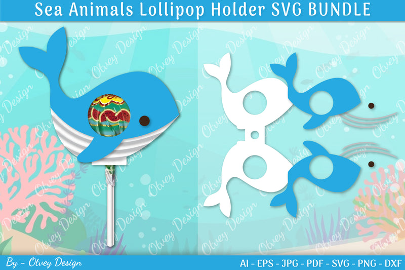 Sea Animal Lollipop Holder SVG Bundle 7 - CraftNest - Digital Crafting and Art