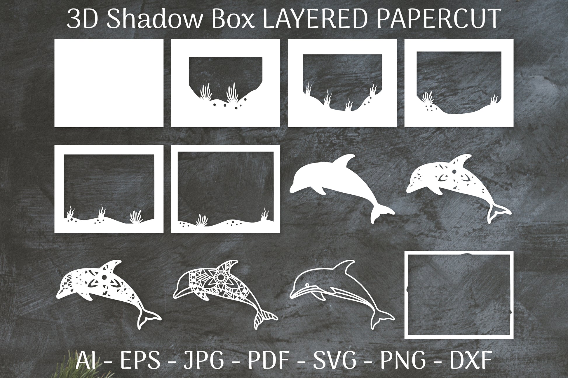 Sea Dolphin Mandala 3D Shadow Box Papercut SVG Bundle - CraftNest - Digital Crafting and Art