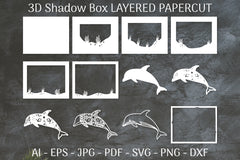 Sea Dolphin Mandala 3D Shadow Box Papercut SVG Bundle - CraftNest - Digital Crafting and Art