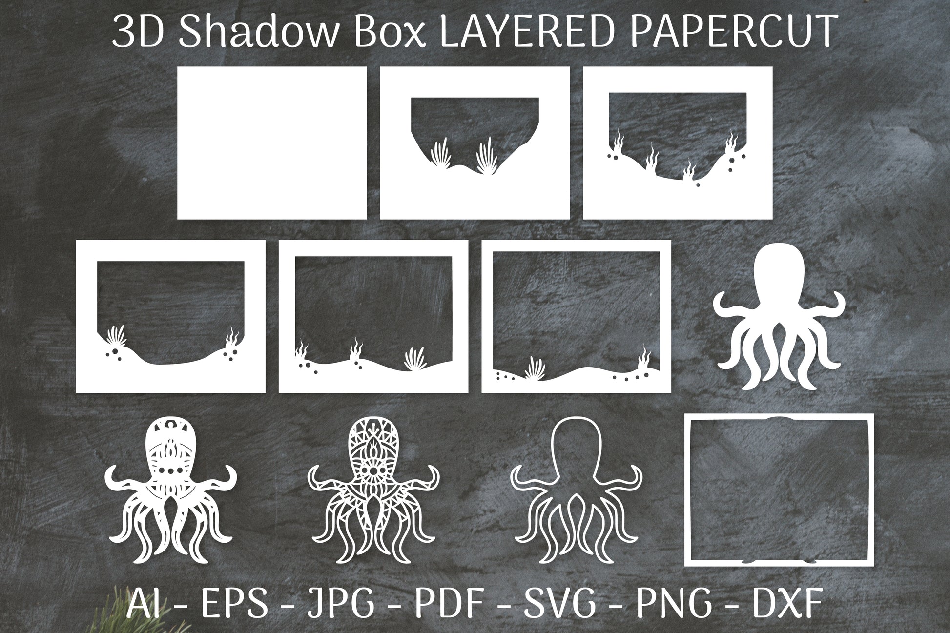Sea Octopus Mandala 3D Shadow Box Papercut SVG Bundle - CraftNest - Digital Crafting and Art