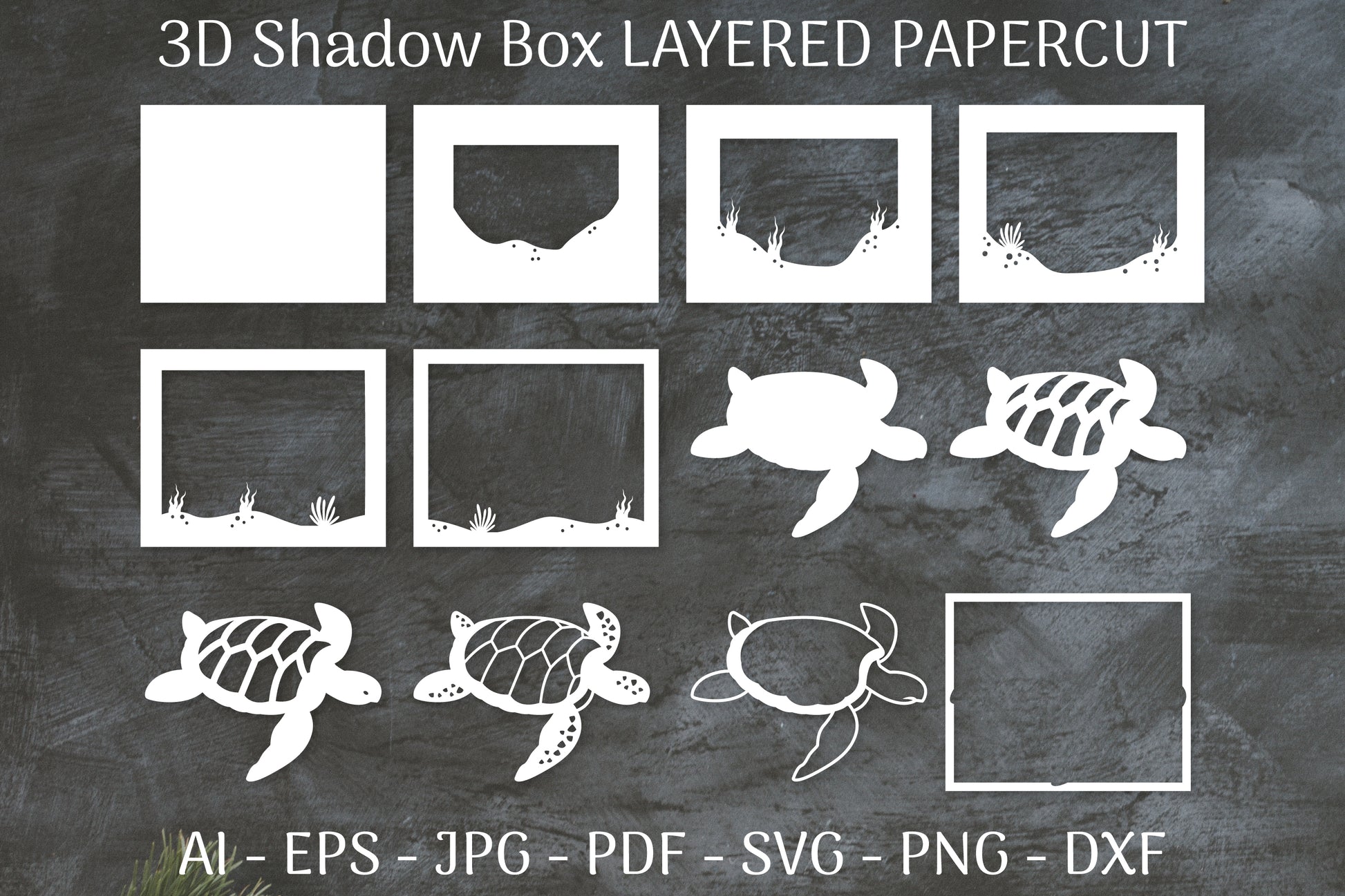 Sea Turtle Mandala 3D Shadow Box Papercut SVG Bundle - CraftNest - Digital Crafting and Art