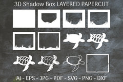 Sea Turtle Mandala 3D Shadow Box Papercut SVG Bundle - CraftNest - Digital Crafting and Art