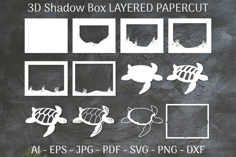 Sea Turtle Mandala 3D Shadow Box Papercut SVG Bundle - CraftNest - Digital Crafting and Art