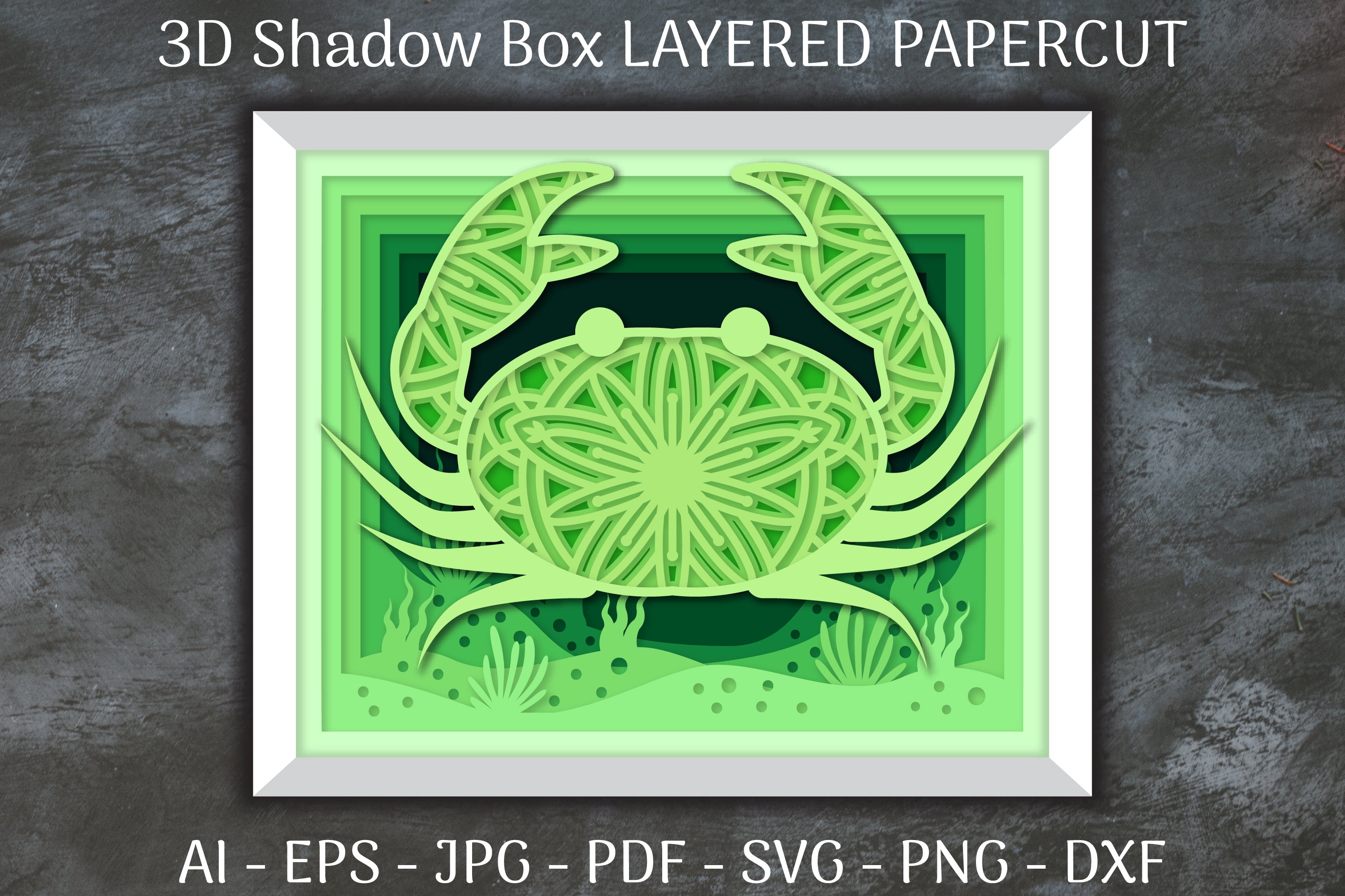 Sea Crab Mandala 3D Shadow Box Papercut SVG Bundle - CraftNest - Digital Crafting and Art