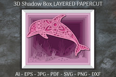 Sea Dolphin Mandala 3D Shadow Box Papercut SVG Bundle - CraftNest - Digital Crafting and Art
