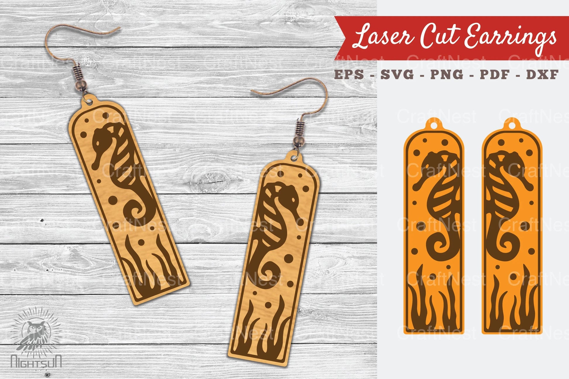 Sea Horse Laser Cut Earrings Design Bundle - CraftNest - Digital Crafting and Art