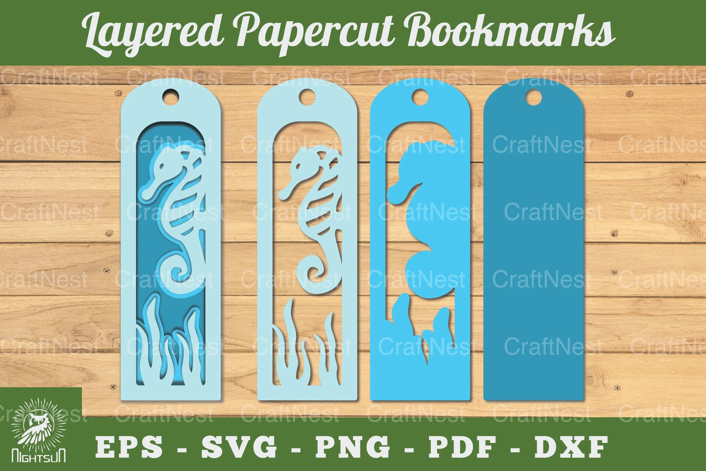 Sea Horse Layered Bookmark SVG Bundle - CraftNest - Digital Crafting and Art
