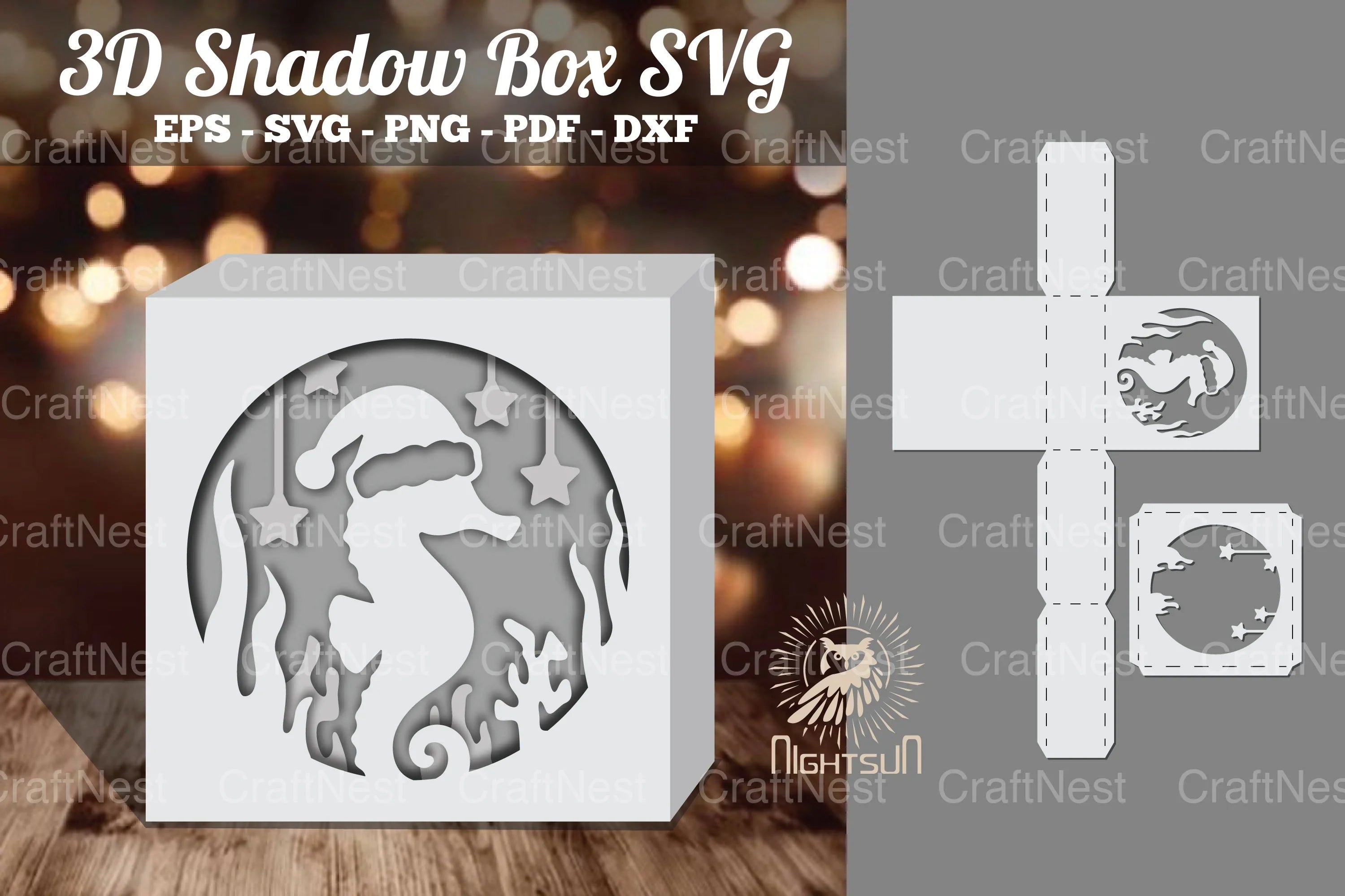Sea Horse Papercut Shadow Box Design Bundle - CraftNest - Digital Crafting and Art