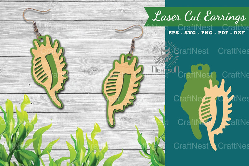 Sea Shells Laser Cut Earrings Design Bundle - CraftNest - Digital Crafting and Art