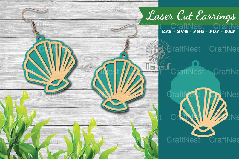 Sea Shells Laser Cut Earrings Design Bundle - CraftNest - Digital Crafting and Art