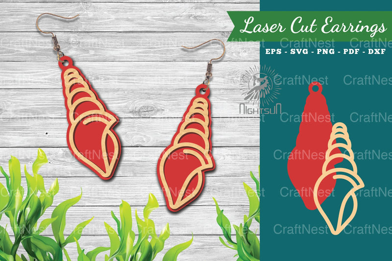 Sea Shells Laser Cut Earrings Design Bundle - CraftNest - Digital Crafting and Art