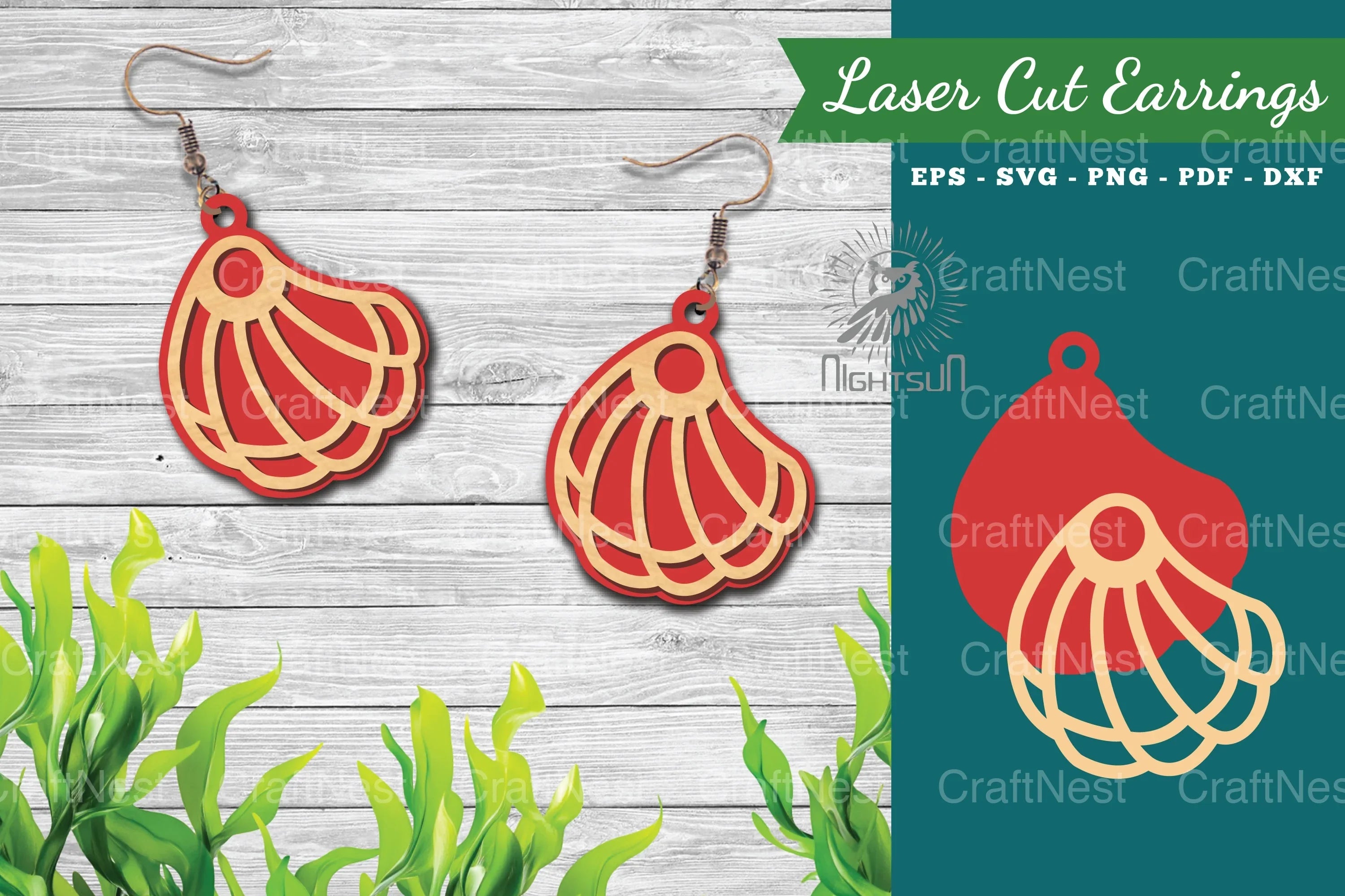 Sea Shells Laser Cut Earrings Design Bundle - CraftNest - Digital Crafting and Art