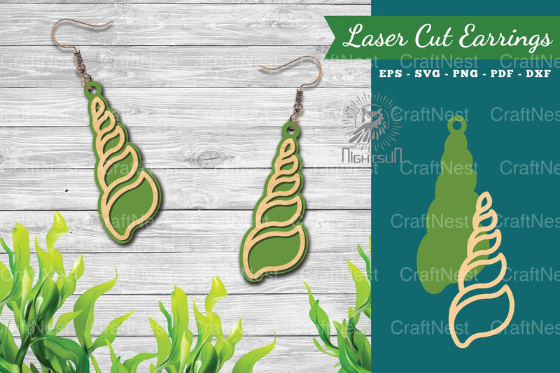 Sea Shells Laser Cut Earrings Design Bundle - CraftNest - Digital Crafting and Art