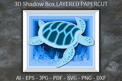 Sea Turtle Mandala 3D Shadow Box Papercut SVG Bundle - CraftNest - Digital Crafting and Art