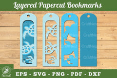 Sea Turtle Layered Bookmark SVG Bundle - CraftNest - Digital Crafting and Art