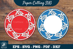 Sea Turtle Papercut Circle Clipart Bundle - CraftNest - Digital Crafting and Art
