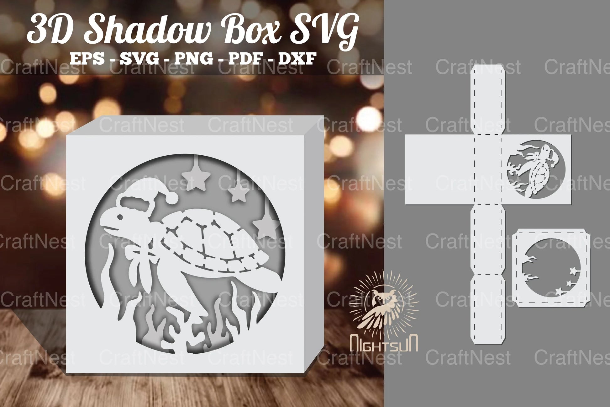 Sea Turtle Papercut Shadow Box Design - CraftNest - Digital Crafting and Art