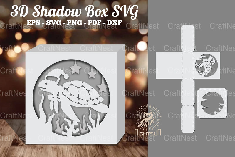 Sea Turtle Papercut Shadow Box Design - CraftNest - Digital Crafting and Art