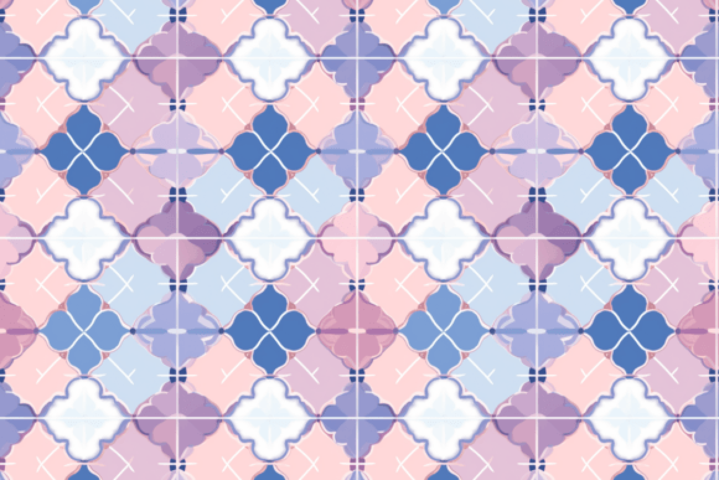 Seamless Blue Pink Moroccan Tile Design Digital Paper