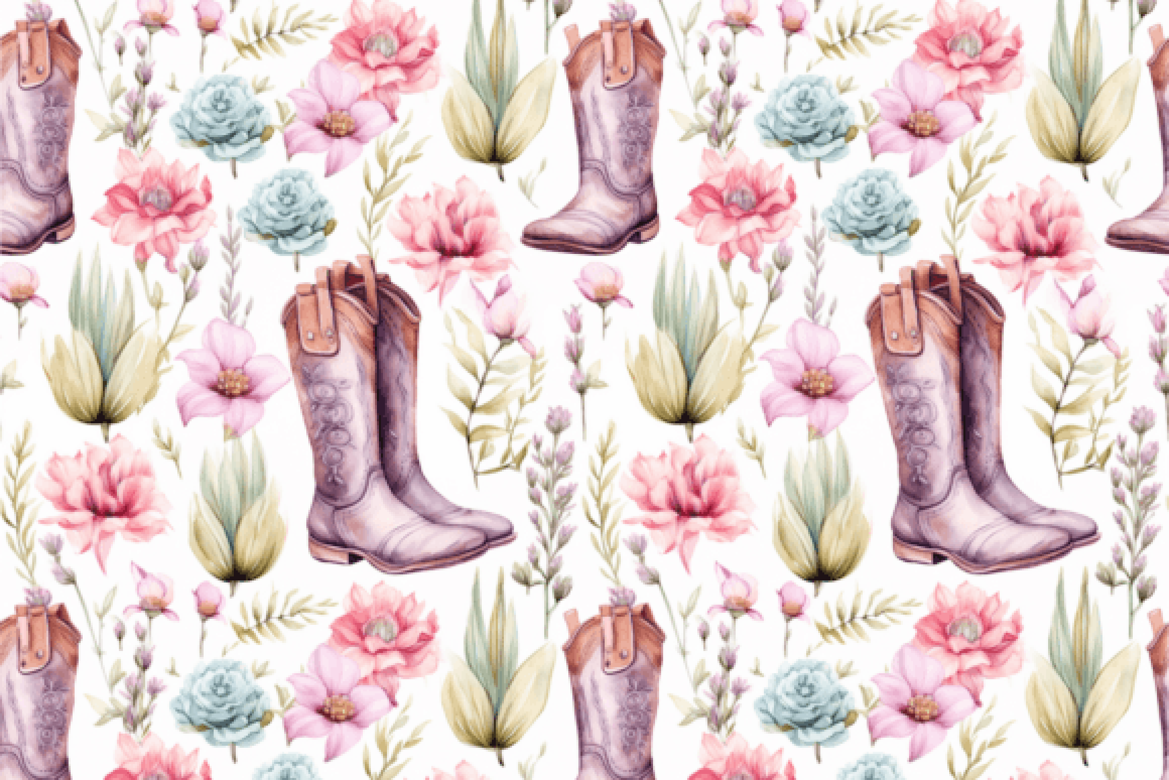Boho Floral Western Digital Paper