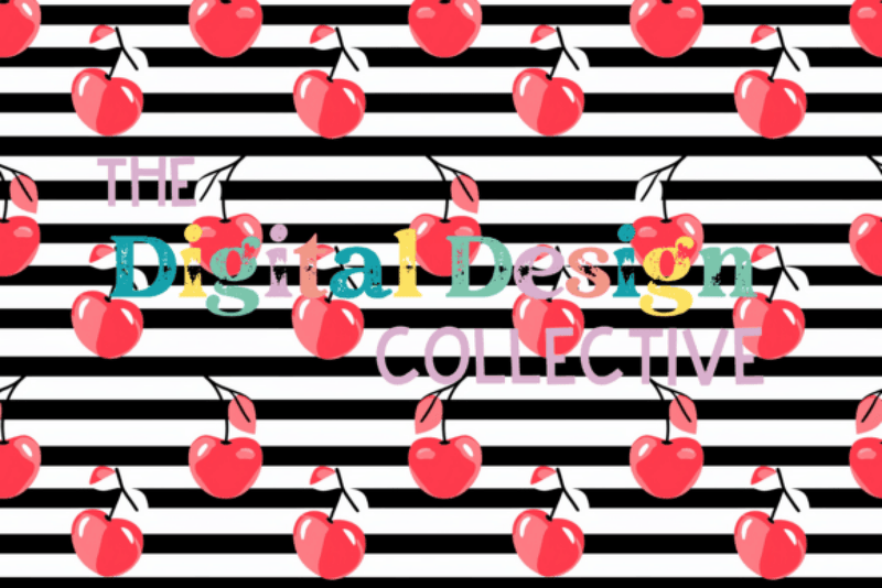 Seamless Cherry Bow Pattern Digital Paper - CraftNest - Digital Crafting and Art