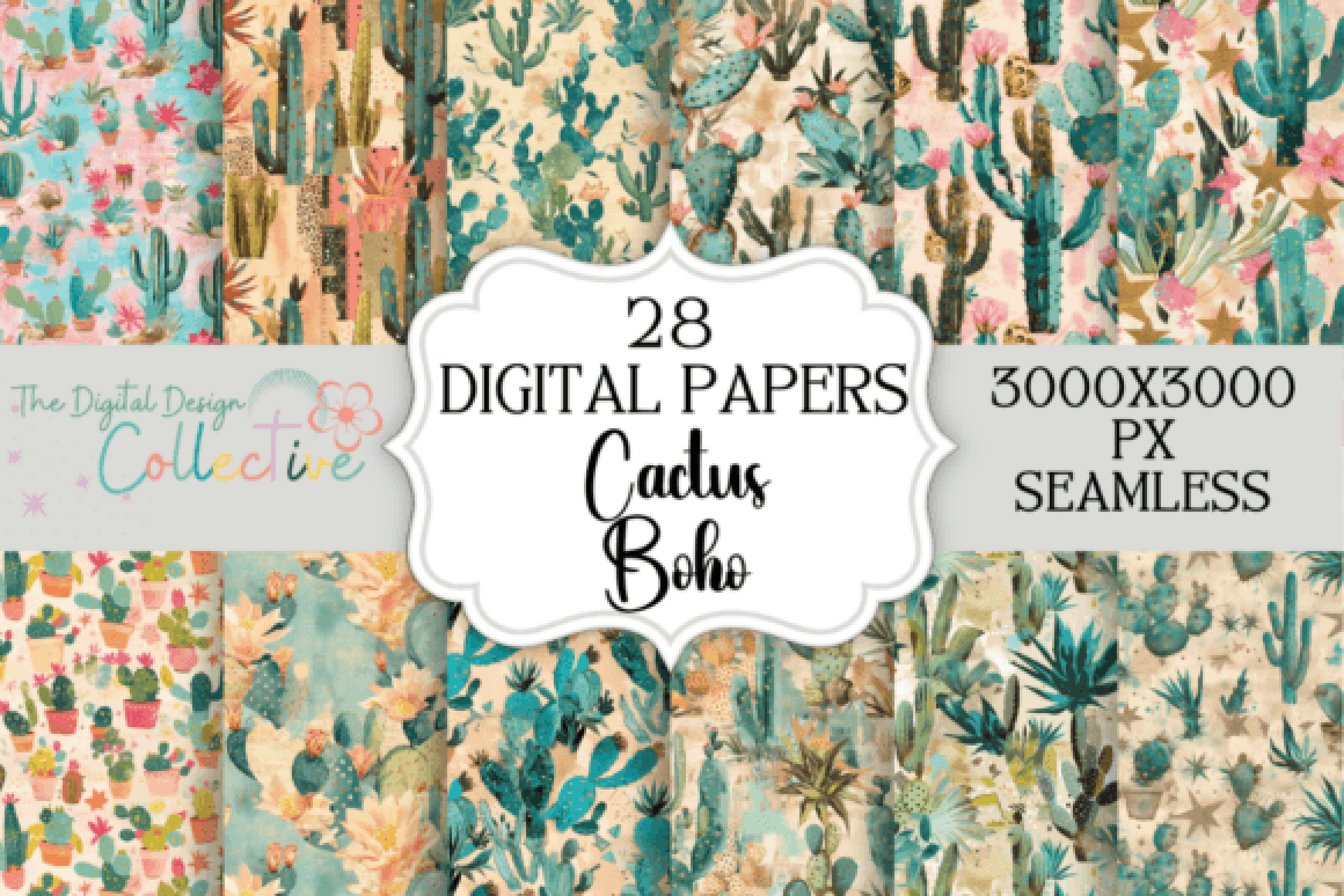 Seamless Cactus Digital Paper