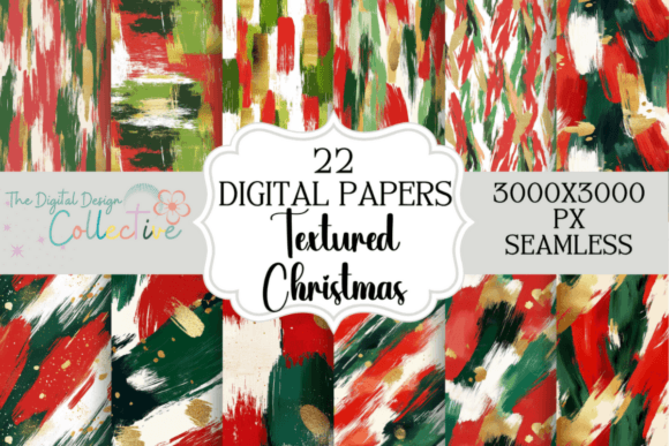 Seamless Christmas Textured Digital Paper