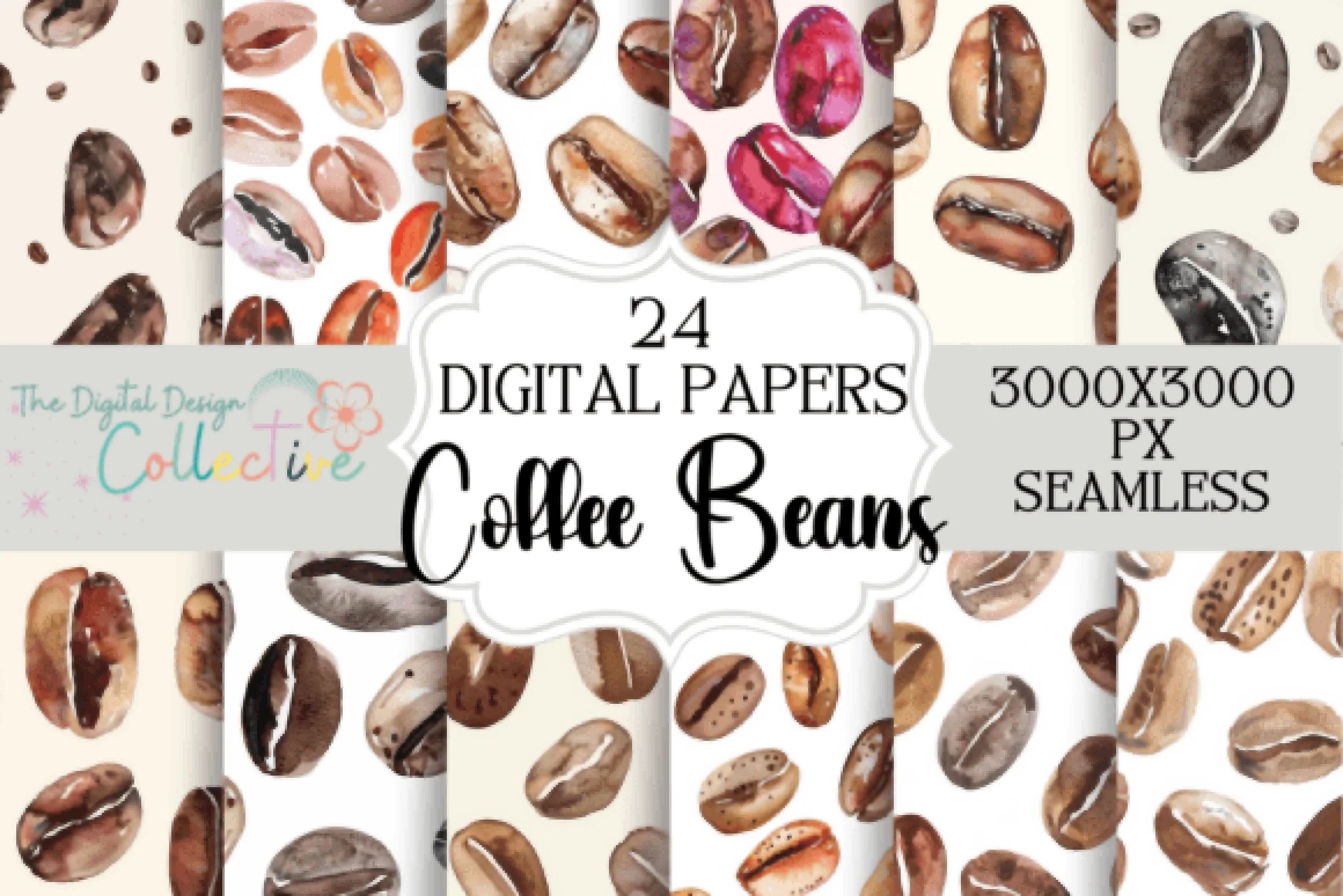 Seamless Coffee Beans Digital Paper