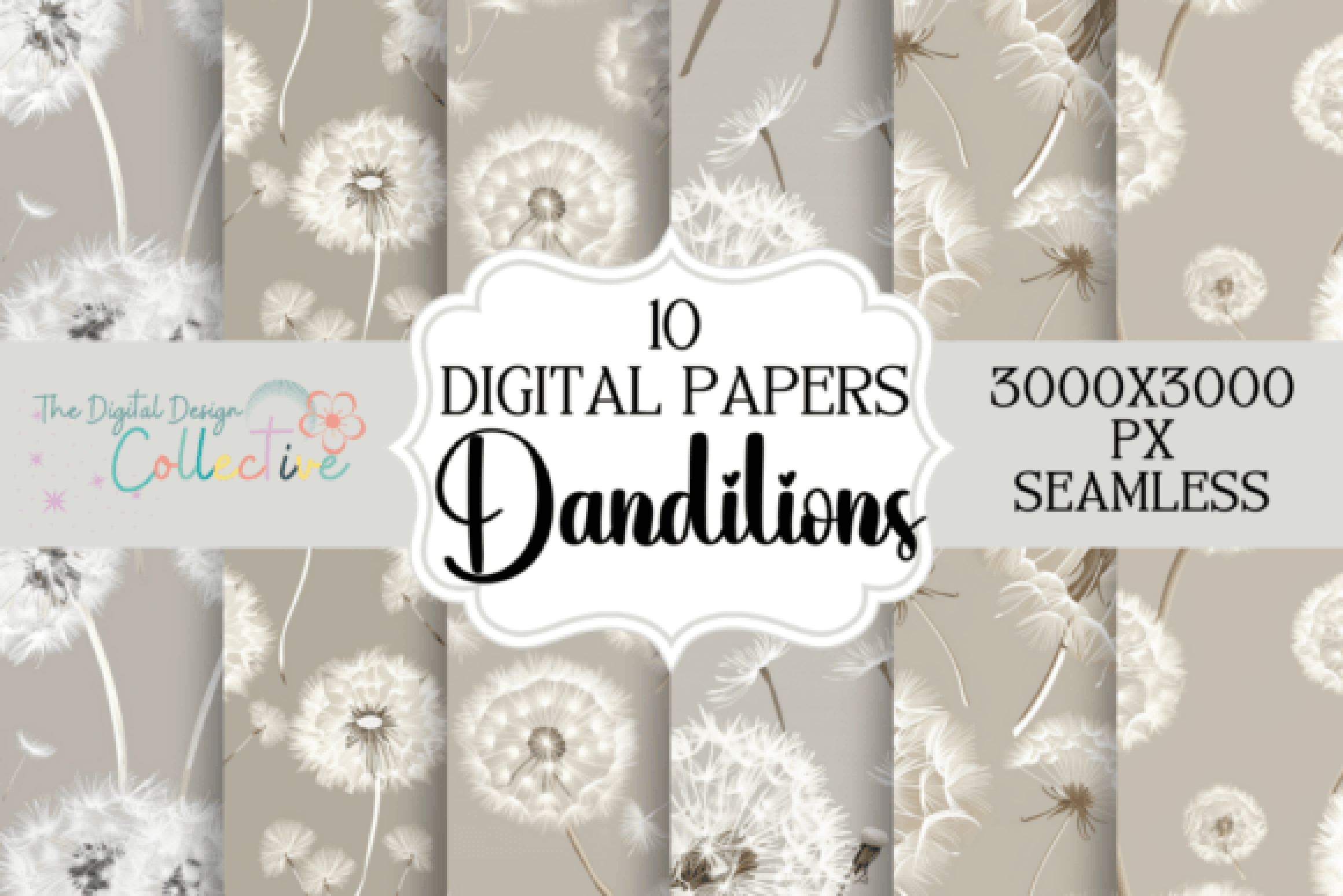 Seamless Dandelion Patterns Collection