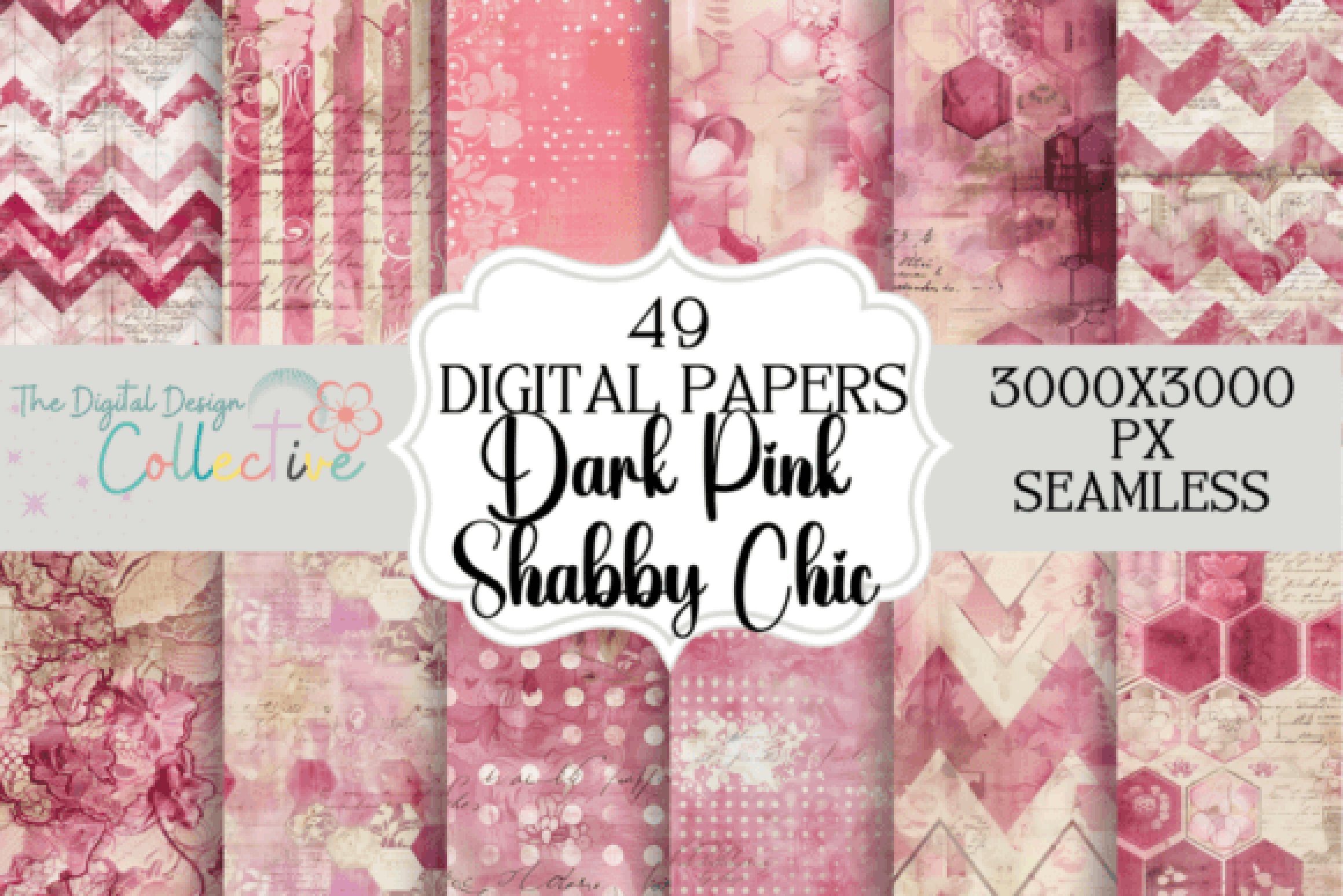 Seamless Dark Pink Shabby Chic Digital Paper