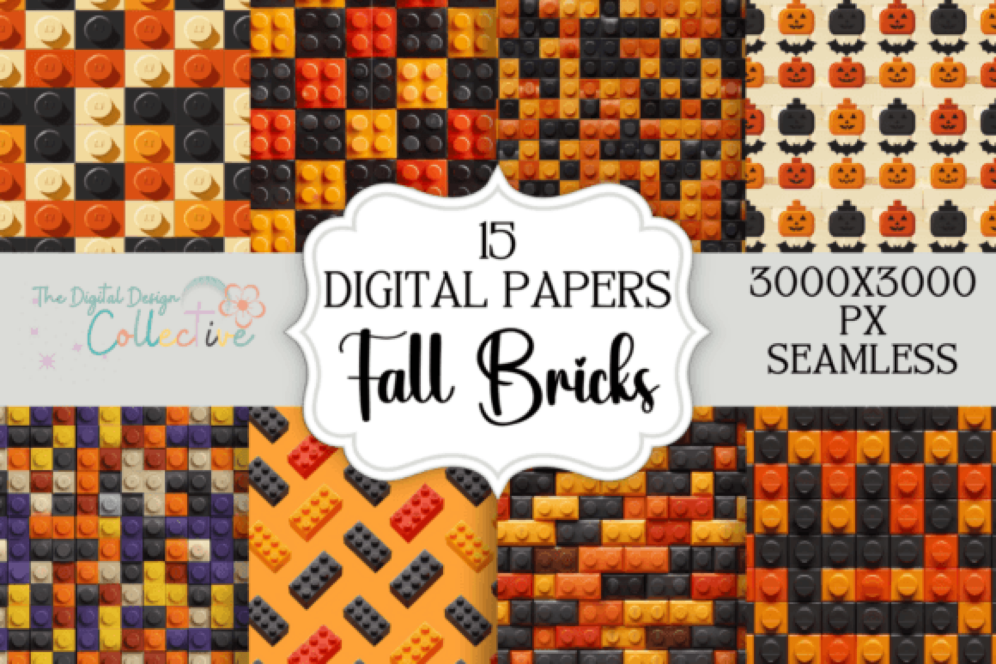 Seamless Fall Brick Patterns Collection - CraftNest - Digital Crafting and Art