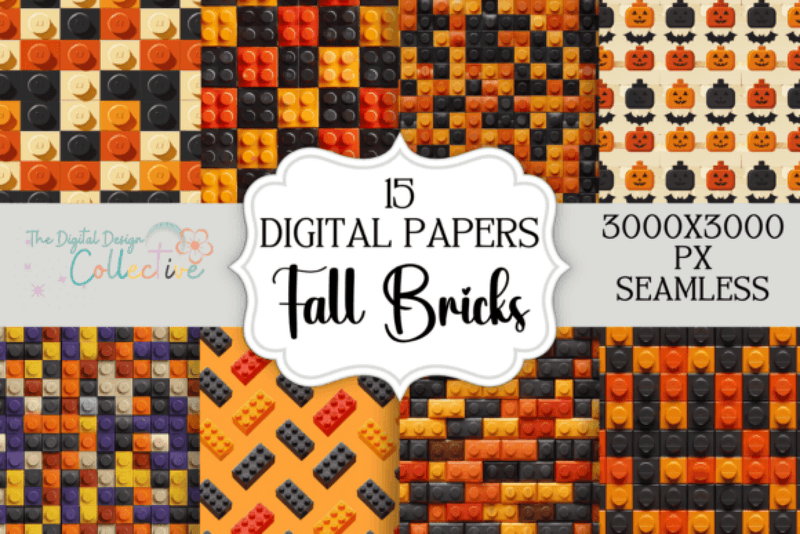 Seamless Fall Brick Patterns Collection - CraftNest - Digital Crafting and Art
