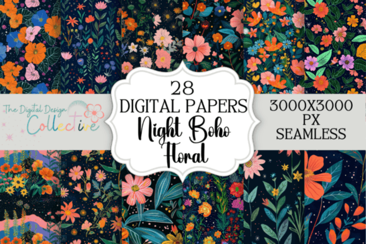 Simple Night Pattern Seamless Floral Night Patterns Collection