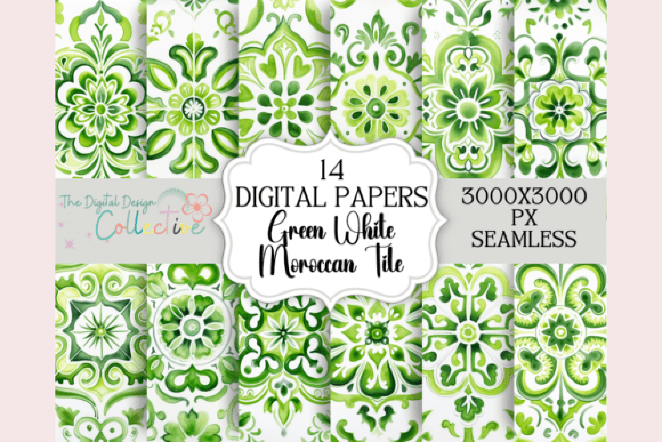 Seamless Green Moroccan Patterns Collection