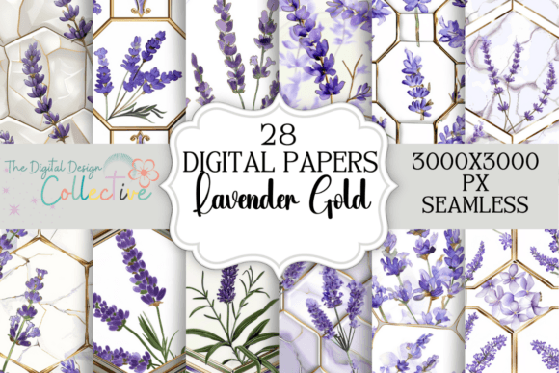 Seamless Lavender Floral Digital Paper