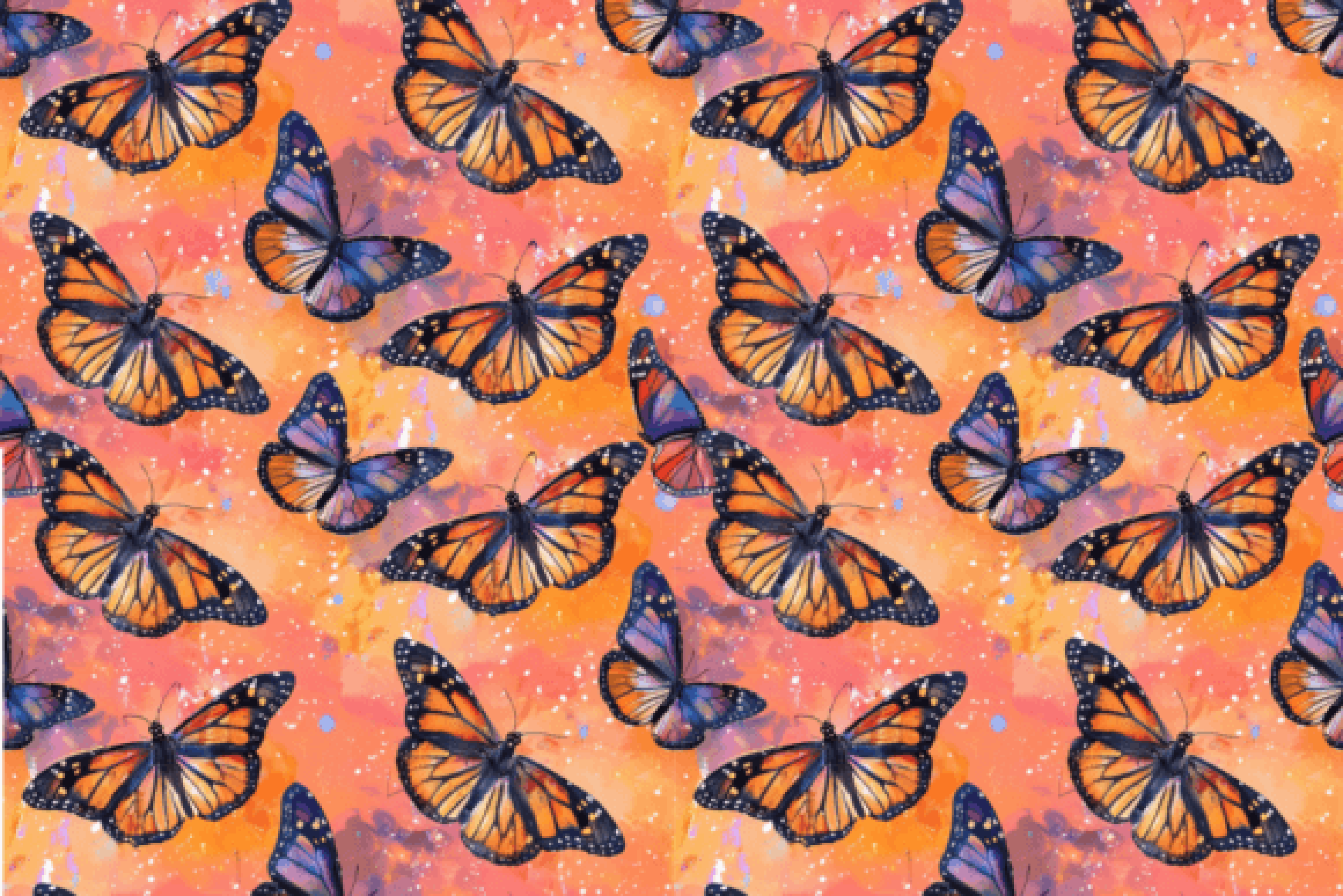 Seamless Monarch Butterfly Pattern Collection