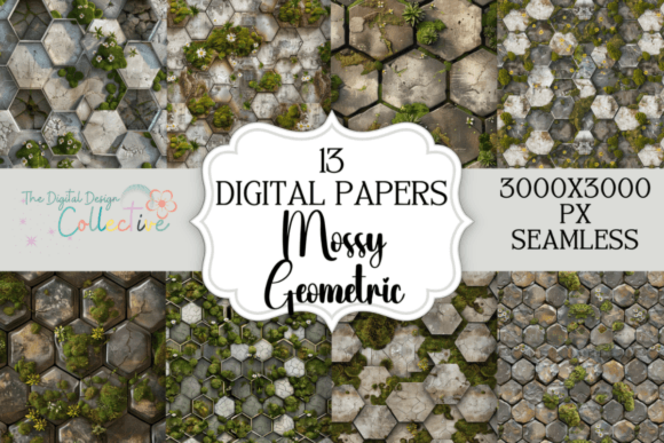 Mossy Geometric Stone Patterns