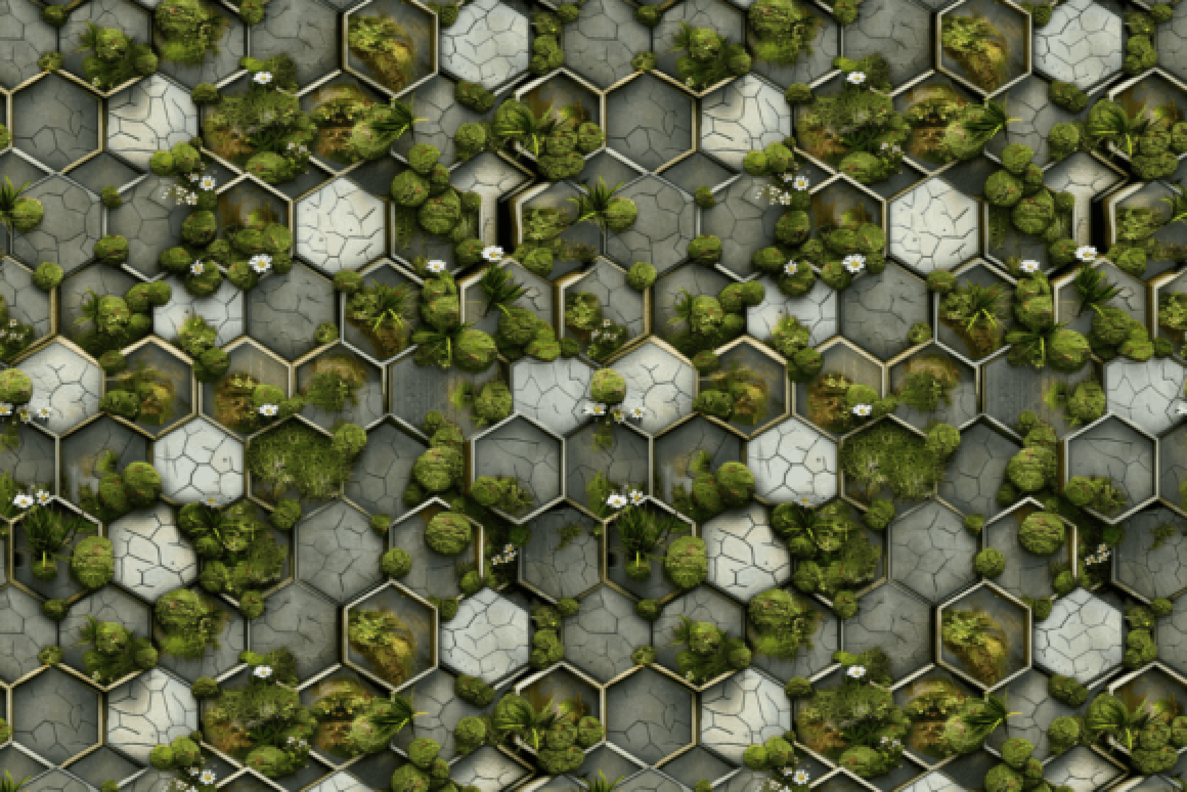 Mossy Geometric Stone Patterns