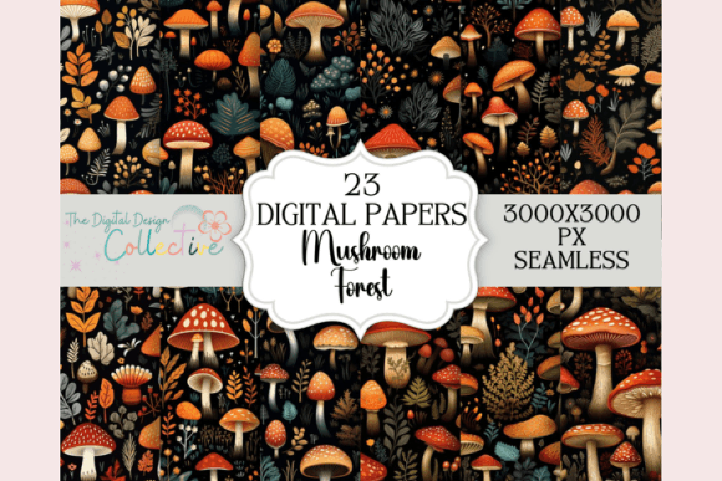 Seamless Mushroom Digital Paper