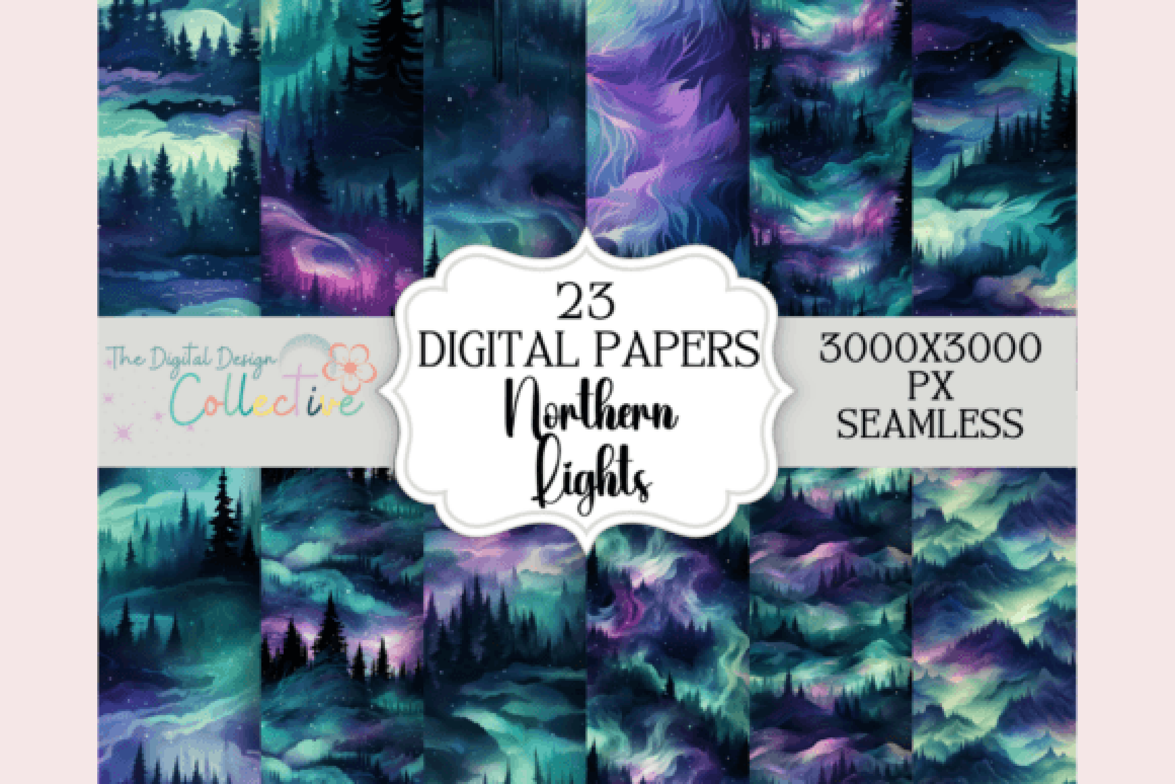 Seamless Northern Lights Patterns Collection