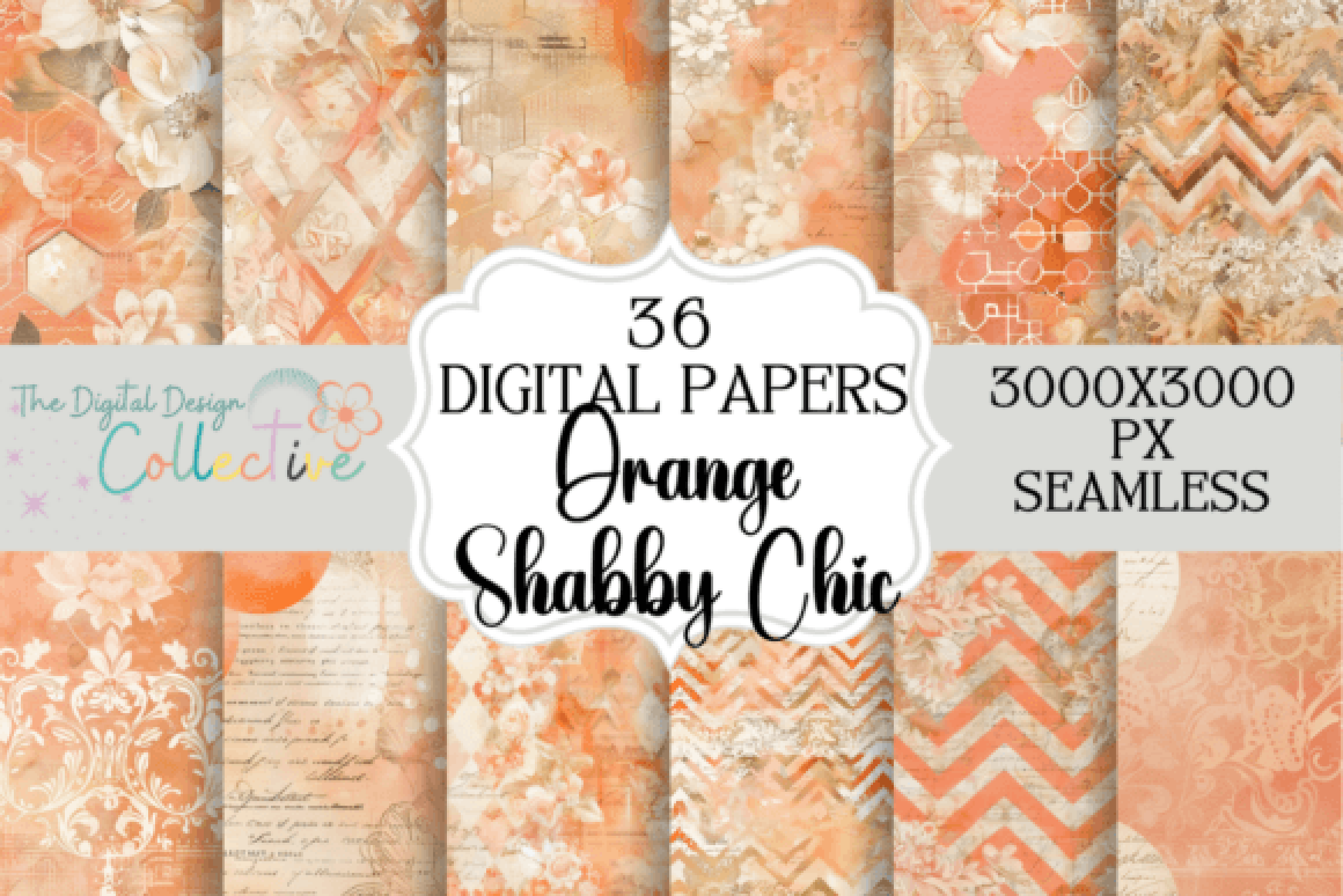 Seamless Orange Shabby Chic Digital Paper