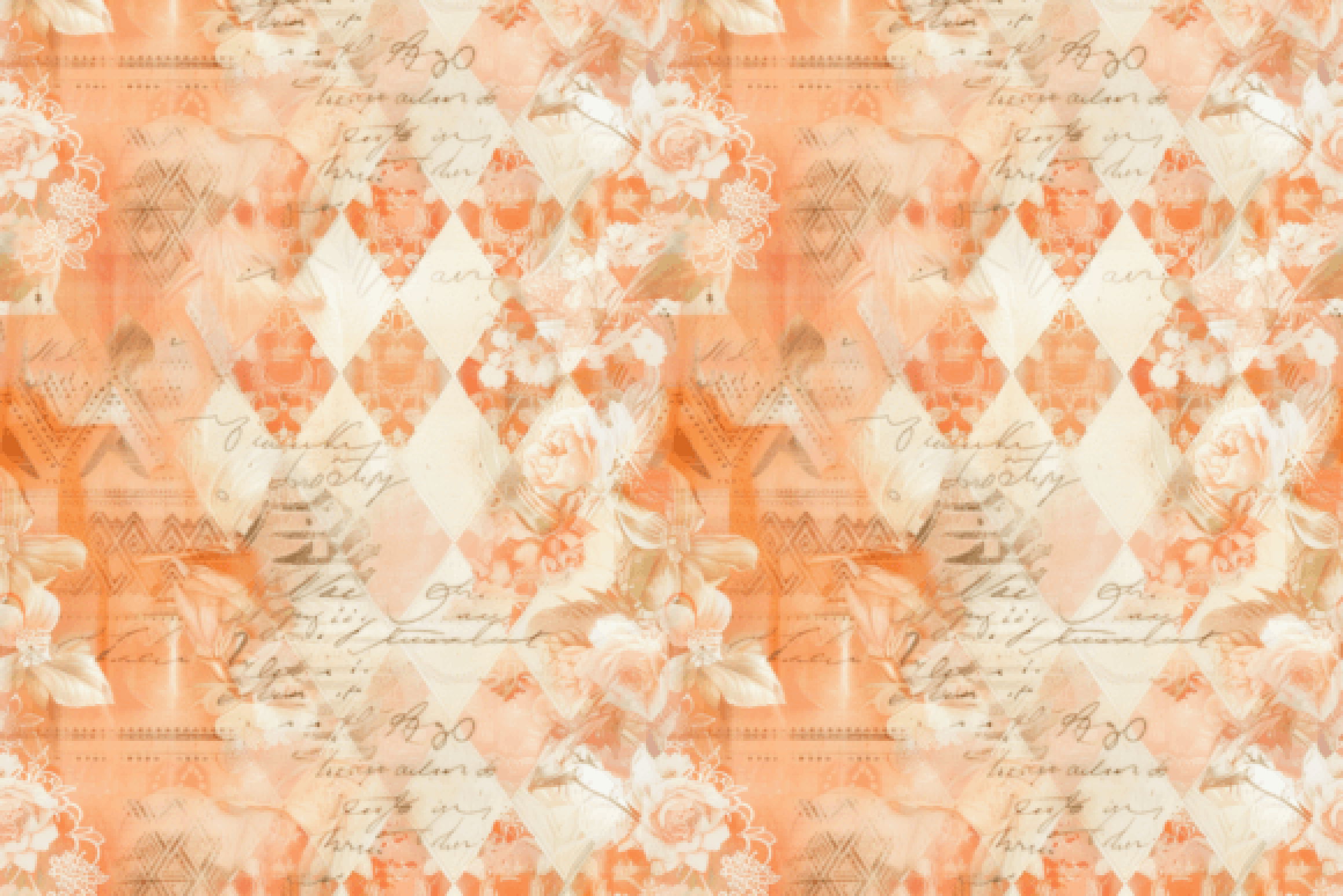 Seamless Orange Shabby Chic Digital Paper