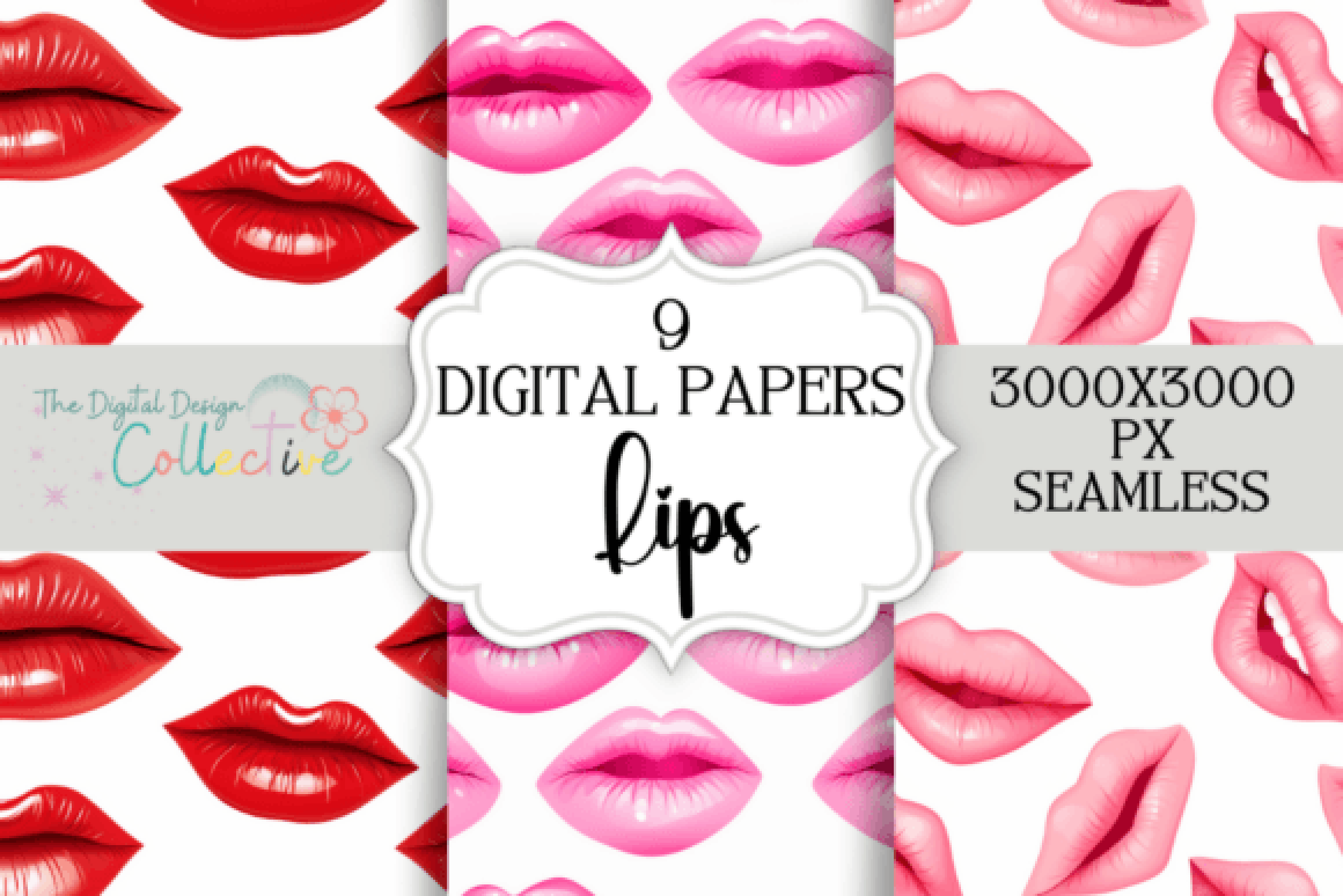 Seamless Lipstick Kiss Digital Paper