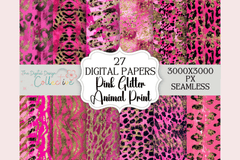 Seamless Pink Glitter Animal Print Digital Paper - CraftNest - Digital Crafting and Art