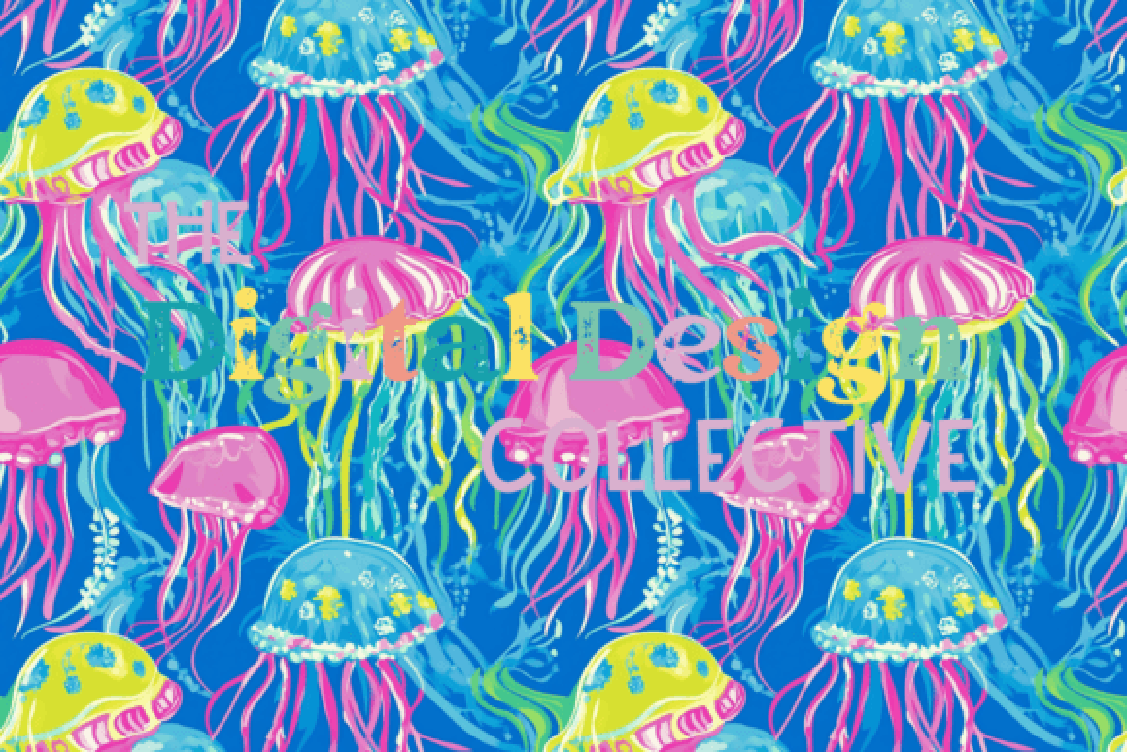 Seamless Preppy Jellyfish Pattern Digital Paper