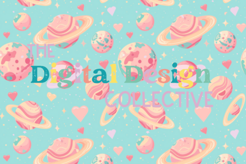 Seamless Sweet Space Design Pattern Digital Paper - CraftNest - Digital Crafting and Art