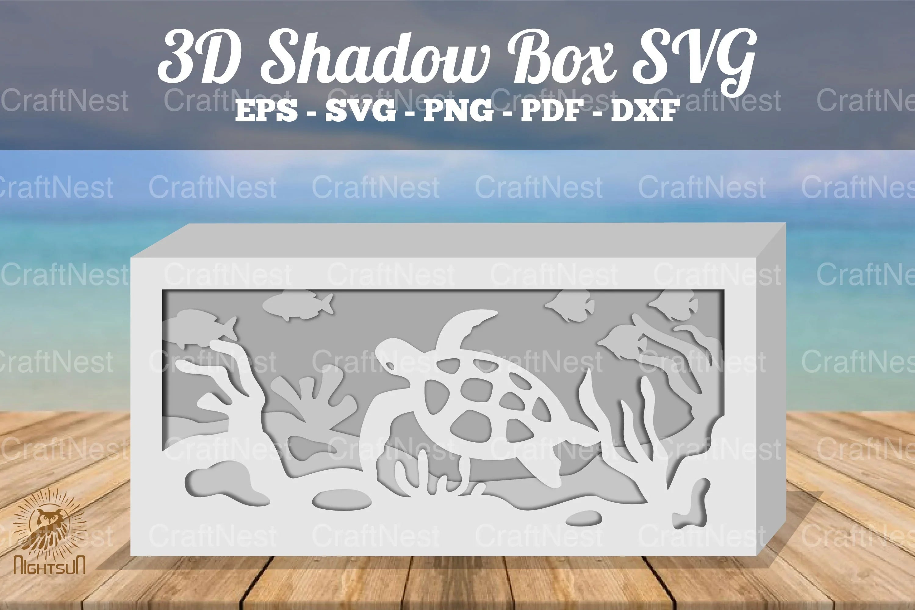 Seaturtle Underwater Scene Shadow Box SVG Bundle - CraftNest - Digital Crafting and Art