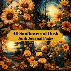 Sunflowers At Dusk Junk Journal Pages - CraftNest