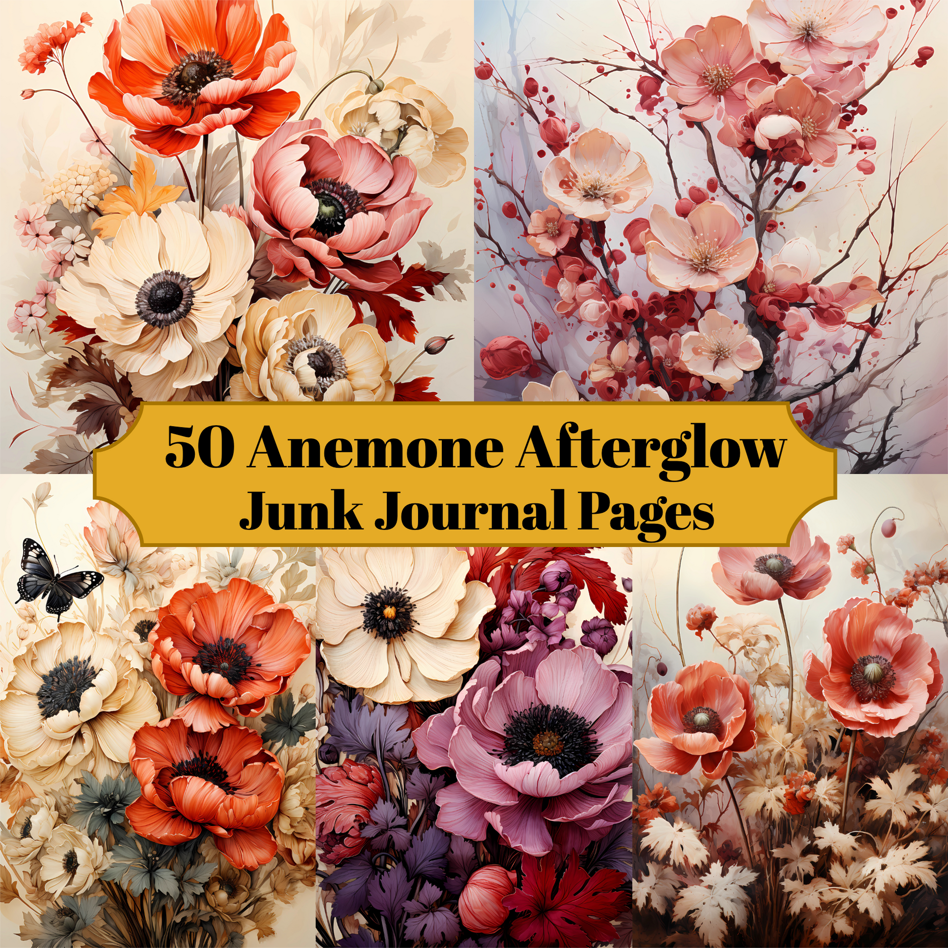 Anemone Afterglow Junk Journal Pages - CraftNest