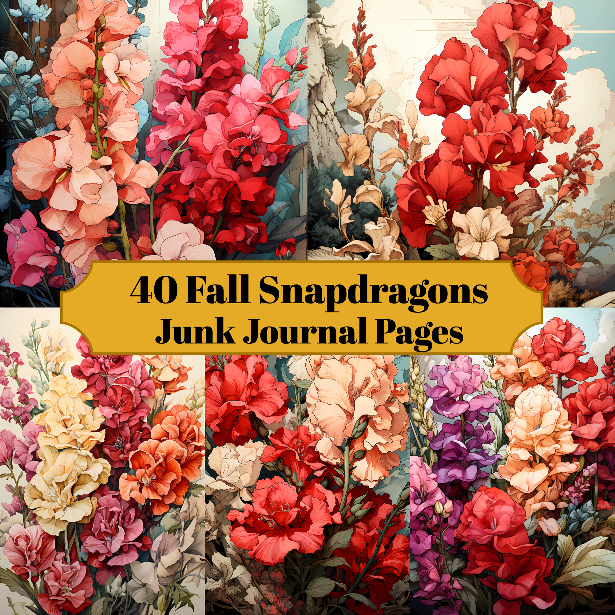 Fall Snapdragons Junk Journal Pages - CraftNest